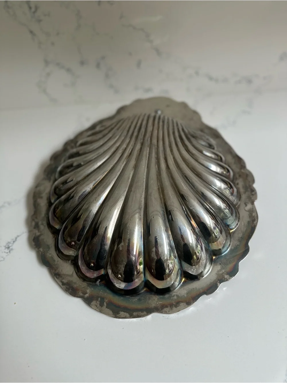 1940s Silver-Played Shell Serving Tray - Elegant Home Dining - vintage - Picture 9 of 14